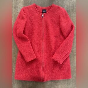 New Look Maternity Red Boucle Textured Zip-Up Jacket NWOT